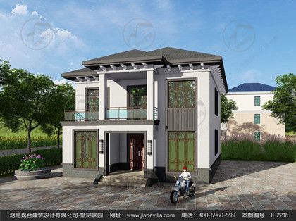 新中式二层简约型农村自建房屋设计图纸_农村两